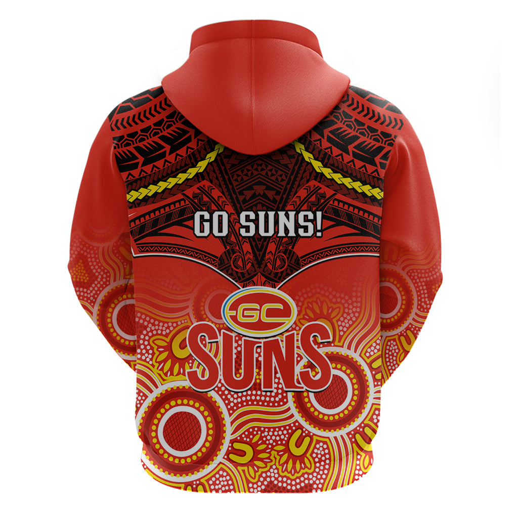 Gold Coast Football Hoodie Suns Aboriginal Mix Polynesian Pattern - Vibe Hoodie Shop