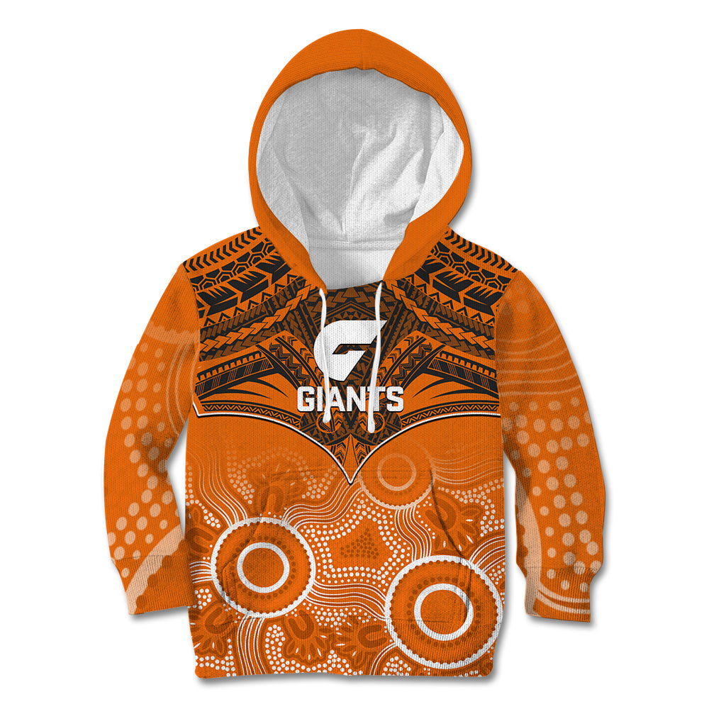 Giants Football Kid Hoodie GWS Aboriginal Mix Polynesian Pattern - Vibe Hoodie Shop