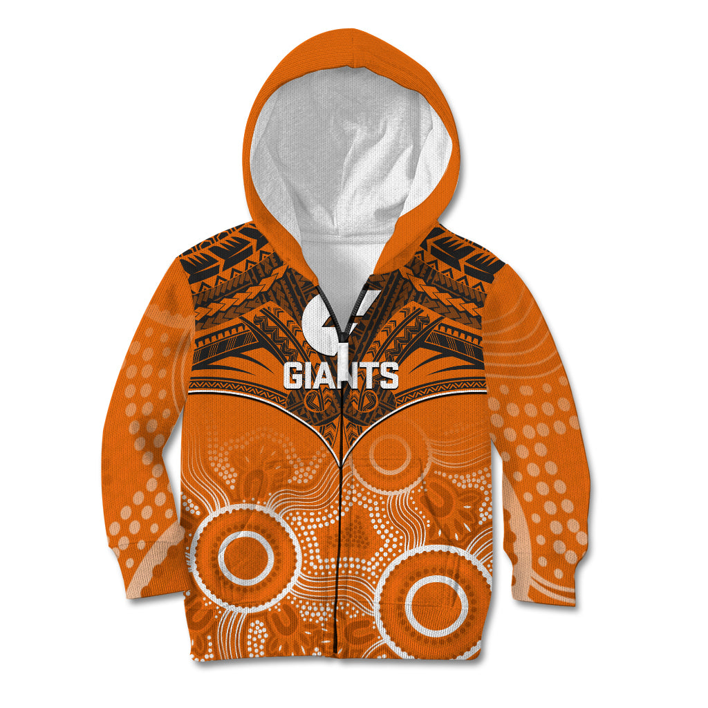 Giants Football Kid Hoodie GWS Aboriginal Mix Polynesian Pattern - Vibe Hoodie Shop