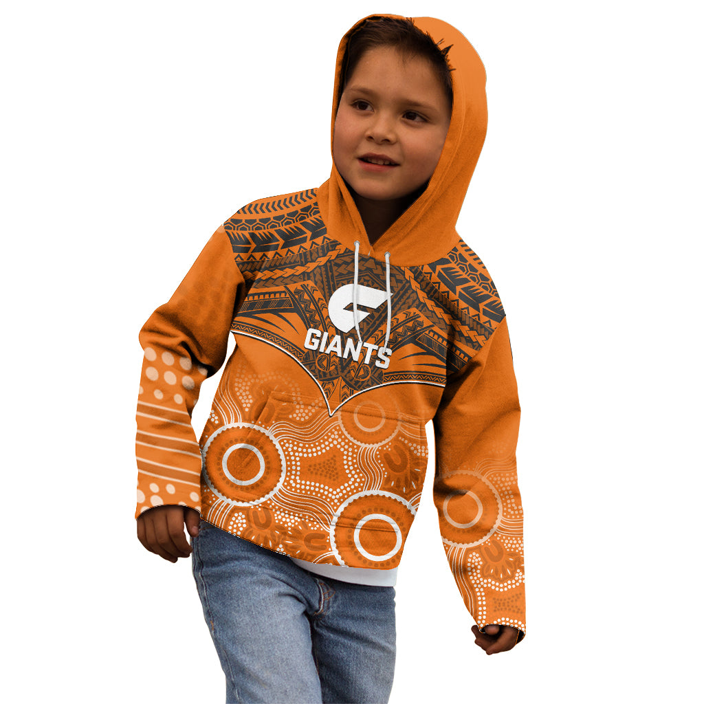 Giants Football Kid Hoodie GWS Aboriginal Mix Polynesian Pattern - Vibe Hoodie Shop