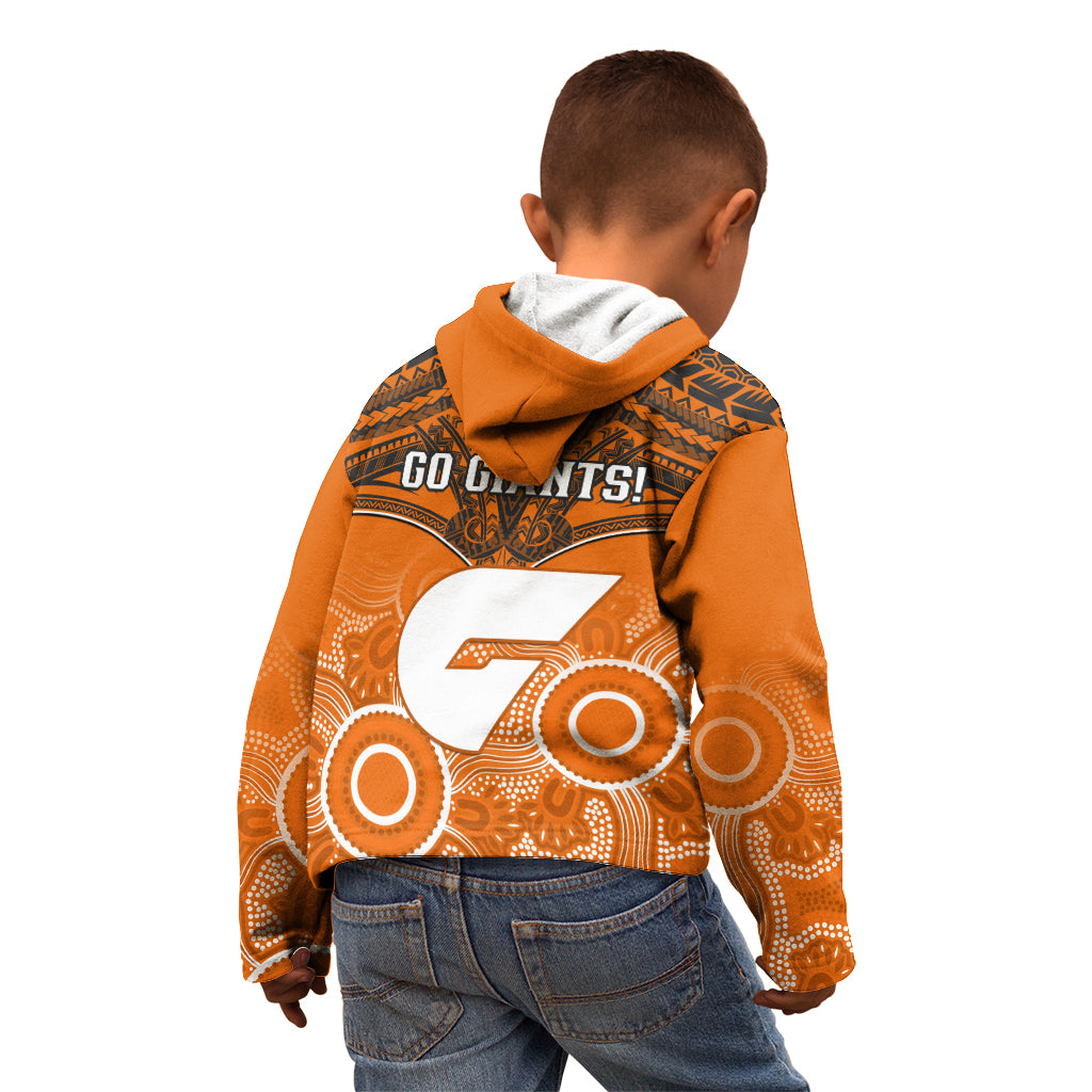 Giants Football Kid Hoodie GWS Aboriginal Mix Polynesian Pattern - Vibe Hoodie Shop