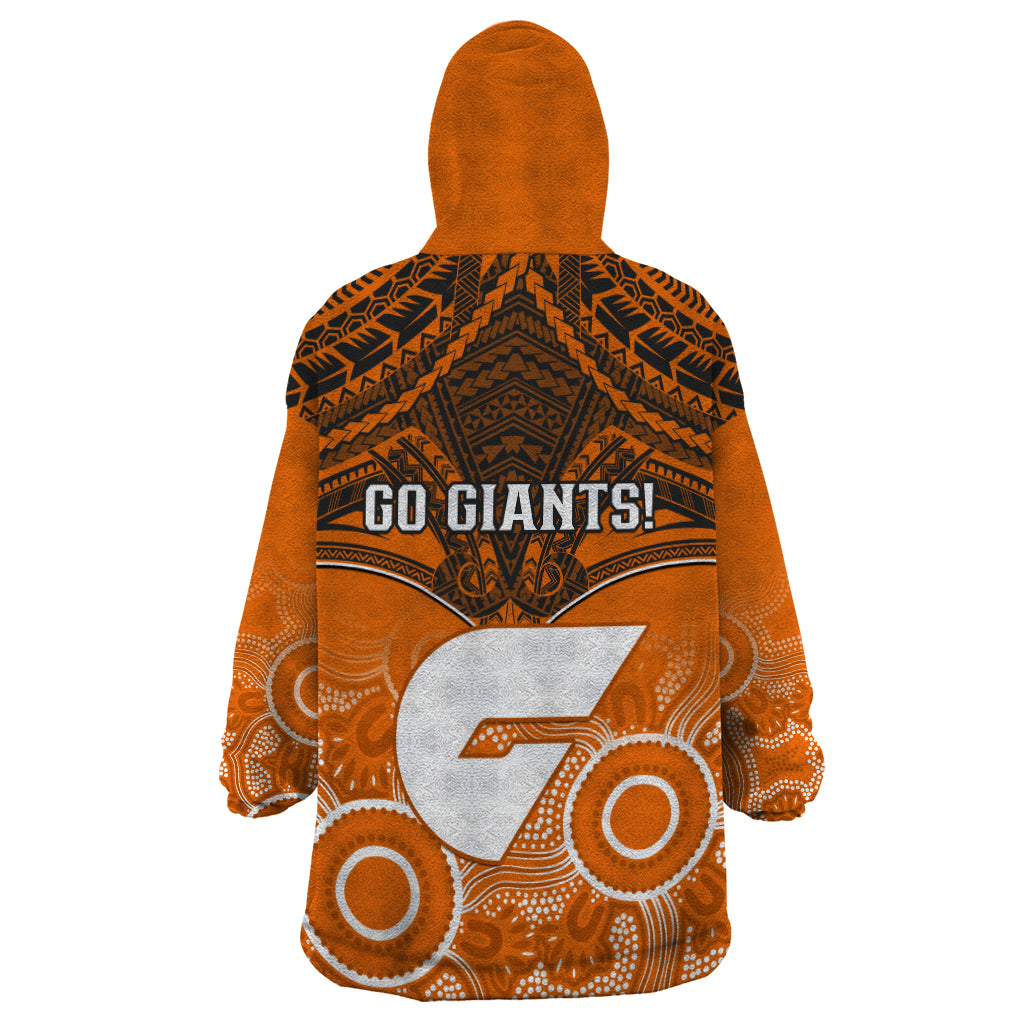 Giants Football Wearable Blanket Hoodie GWS Aboriginal Mix Polynesian Pattern - Vibe Hoodie Shop