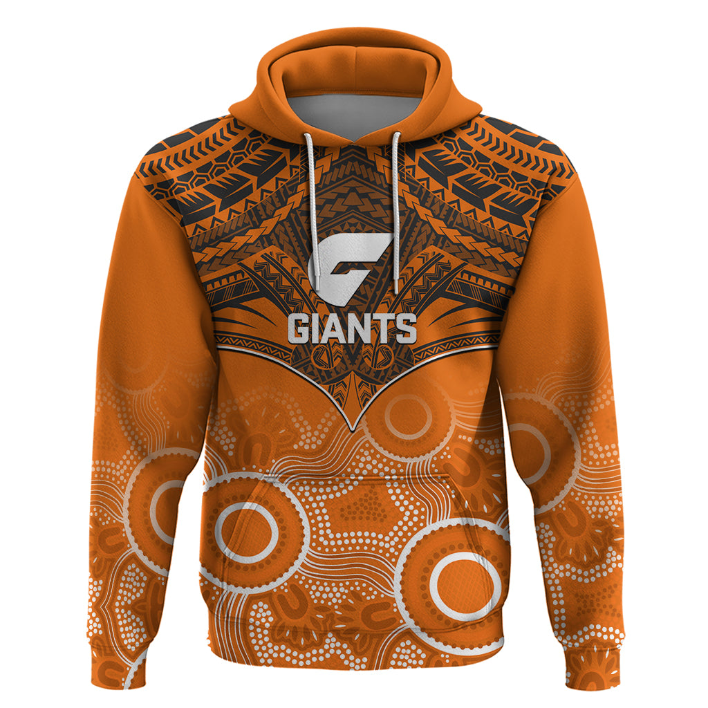 Personalised Giants Football Hoodie GWS Aboriginal Mix Polynesian Pattern - Vibe Hoodie Shop