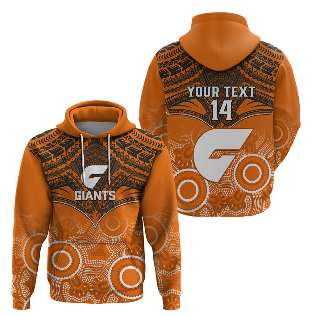 Personalised Giants Football Hoodie GWS Aboriginal Mix Polynesian Pattern - Vibe Hoodie Shop
