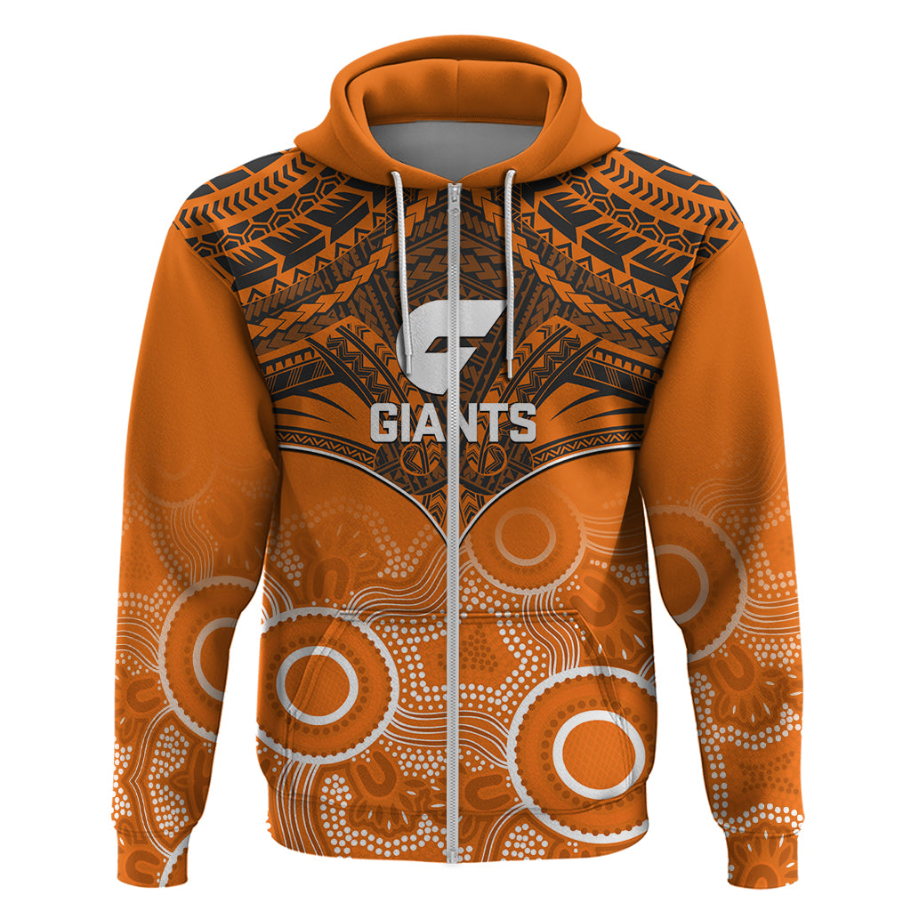 Personalised Giants Football Hoodie GWS Aboriginal Mix Polynesian Pattern - Vibe Hoodie Shop
