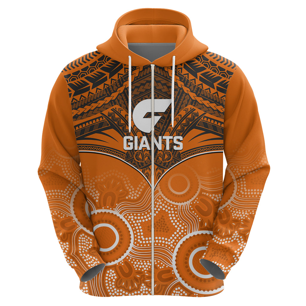 Personalised Giants Football Hoodie GWS Aboriginal Mix Polynesian Pattern - Vibe Hoodie Shop