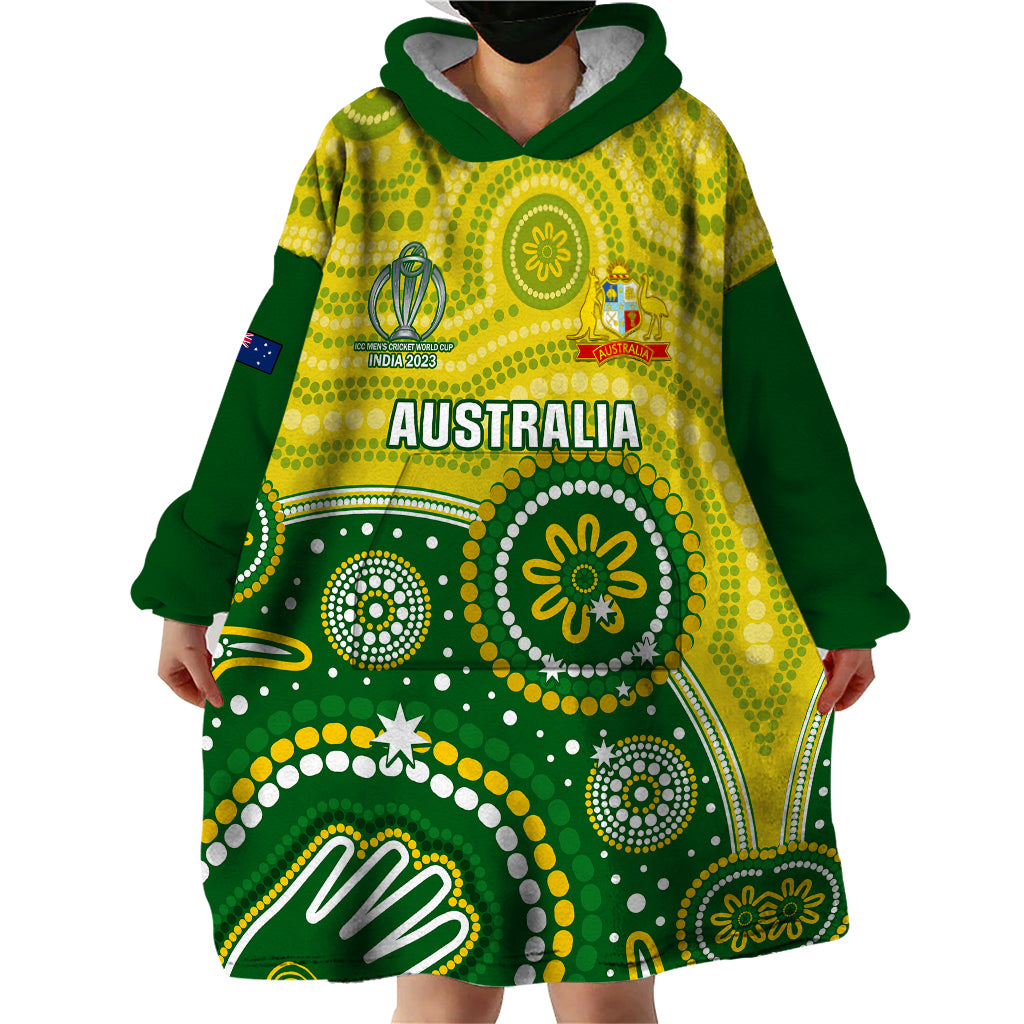 Australia Cricket Wearable Blanket Hoodie Aboriginal 2023 Go Champions World Cup - Vibe Hoodie Shop