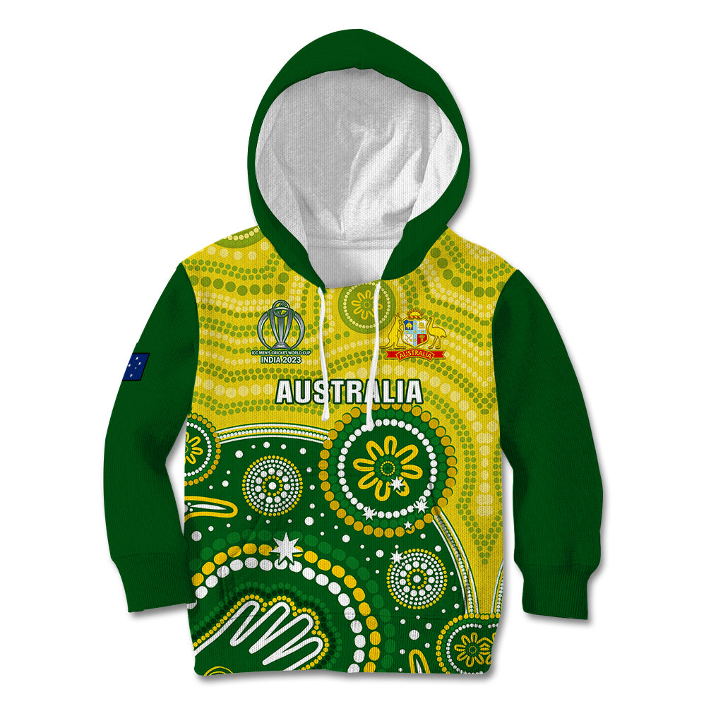 Personalised Australia Cricket Kid Hoodie Aboriginal 2023 Go Champions World Cup - Vibe Hoodie Shop