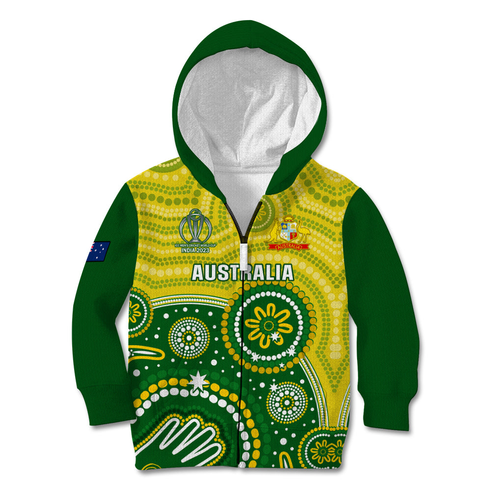 Personalised Australia Cricket Kid Hoodie Aboriginal 2023 Go Champions World Cup - Vibe Hoodie Shop