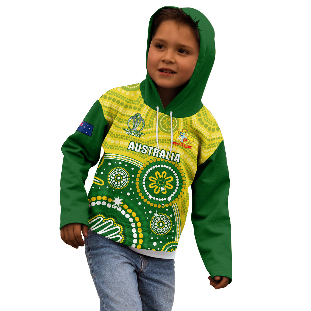 Personalised Australia Cricket Kid Hoodie Aboriginal 2023 Go Champions World Cup - Vibe Hoodie Shop