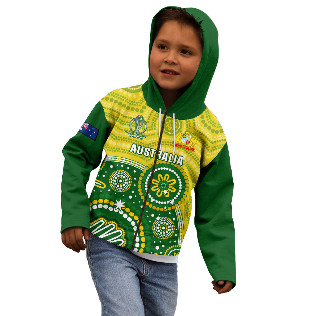 Personalised Australia Cricket Kid Hoodie Aboriginal 2023 Go Champions World Cup - Vibe Hoodie Shop