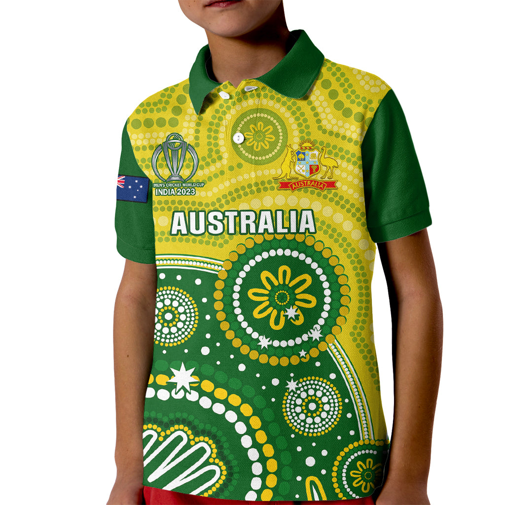 Personalised Australia Cricket Kid Polo Shirt Aboriginal 2023 Go Champions World Cup - Vibe Hoodie Shop