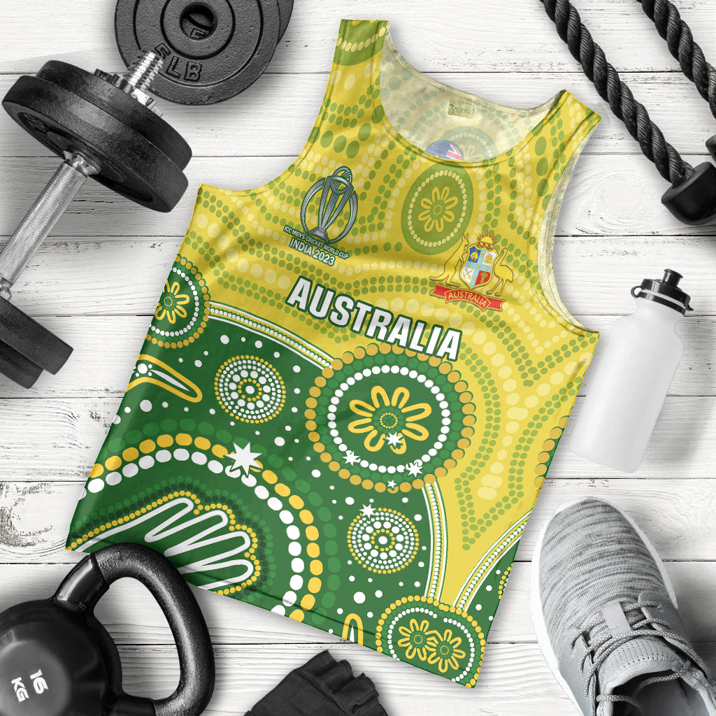 Personalised Australia Cricket Men Tank Top Aboriginal 2023 Go Champions World Cup - Vibe Hoodie Shop