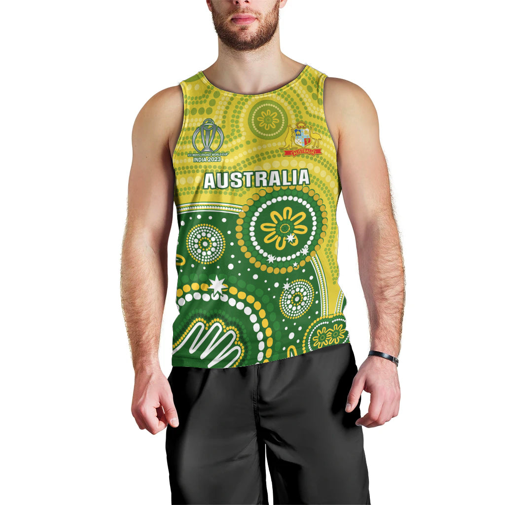 Personalised Australia Cricket Men Tank Top Aboriginal 2023 Go Champions World Cup - Vibe Hoodie Shop