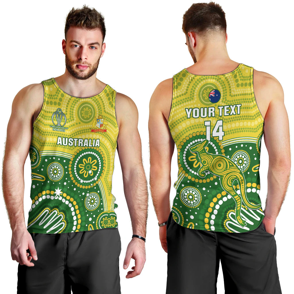 Personalised Australia Cricket Men Tank Top Aboriginal 2023 Go Champions World Cup - Vibe Hoodie Shop