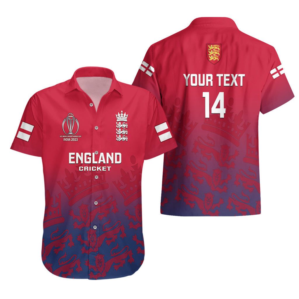 Personalised England Cricket Hawaiian Shirt 2023 Go Champions World Cup - Vibe Hoodie Shop