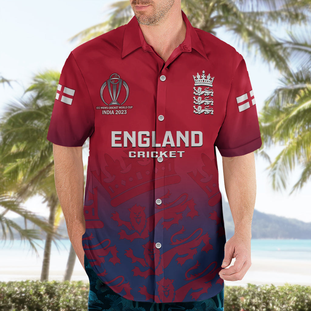 Personalised England Cricket Hawaiian Shirt 2023 Go Champions World Cup - Vibe Hoodie Shop