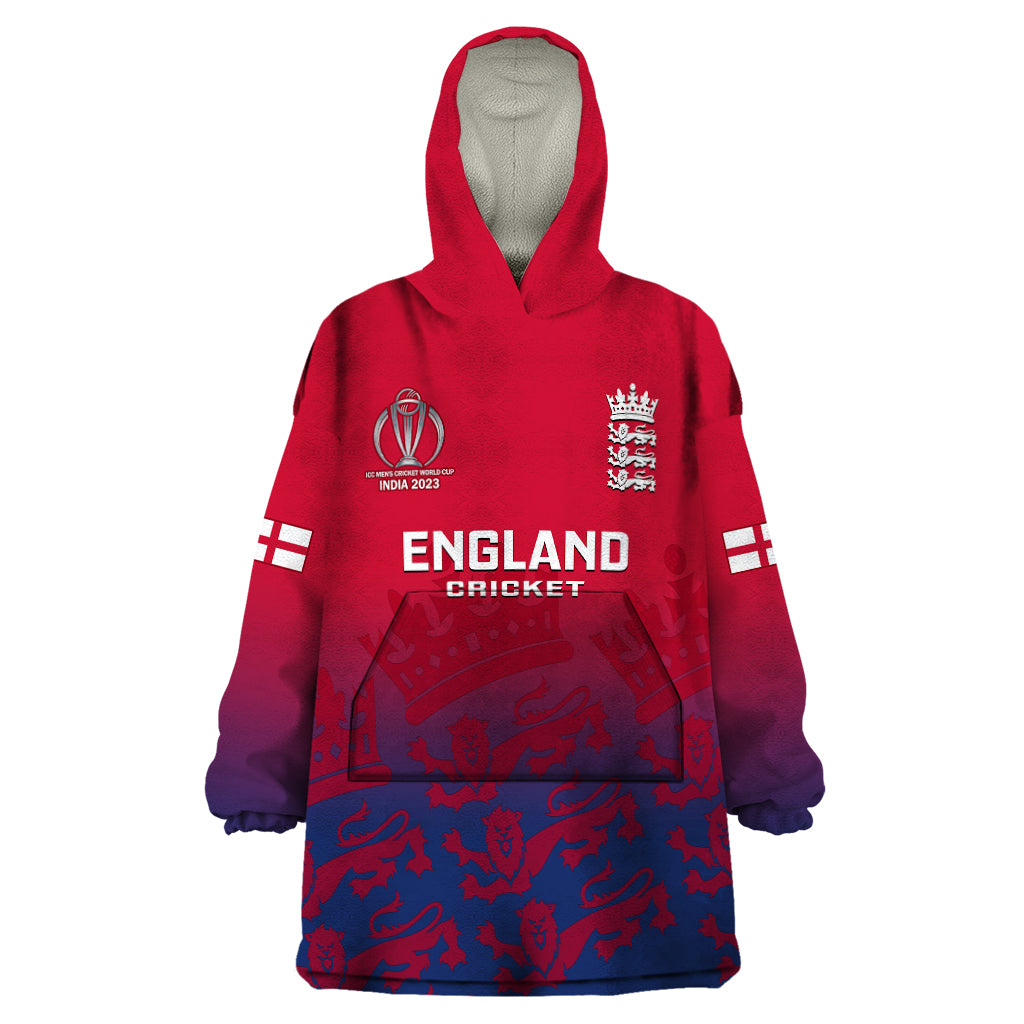 Personalised England Cricket Wearable Blanket Hoodie 2023 Go Champions World Cup - Vibe Hoodie Shop