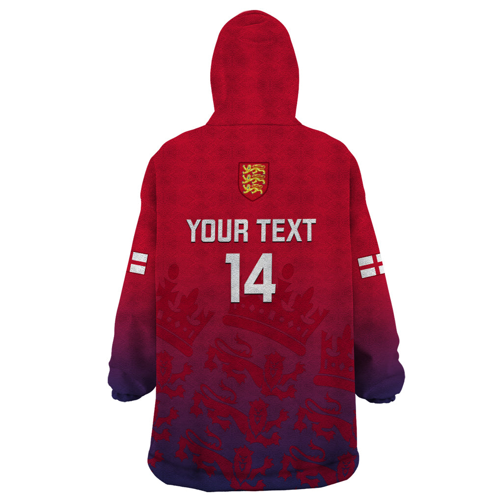 Personalised England Cricket Wearable Blanket Hoodie 2023 Go Champions World Cup - Vibe Hoodie Shop