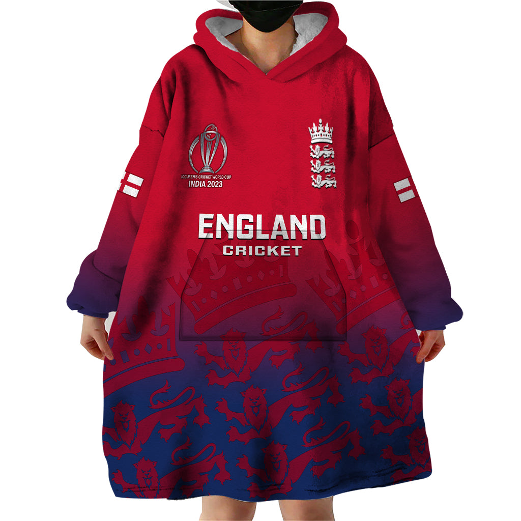 Personalised England Cricket Wearable Blanket Hoodie 2023 Go Champions World Cup - Vibe Hoodie Shop