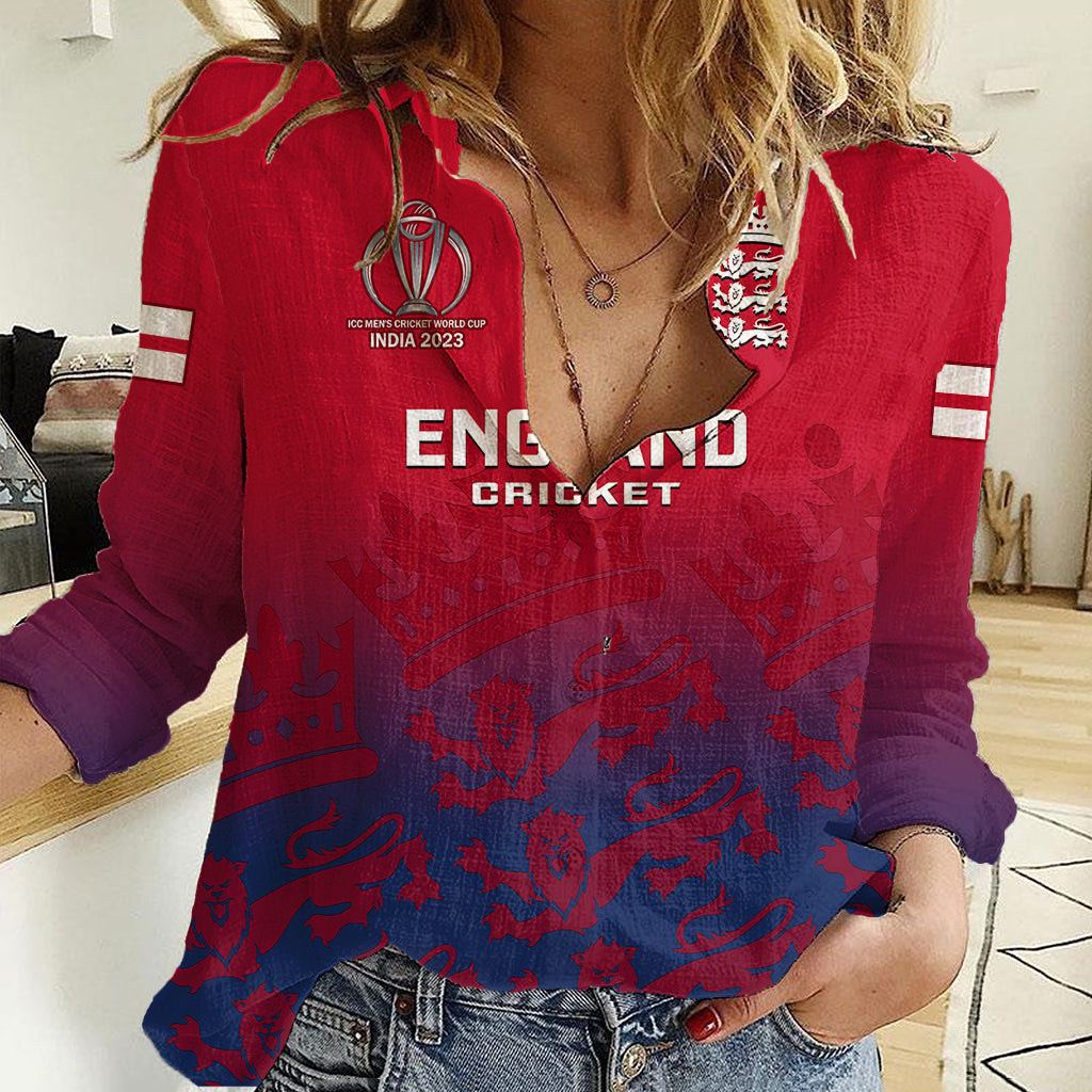 Personalised England Cricket Women Casual Shirt 2023 Go Champions World Cup - Vibe Hoodie Shop