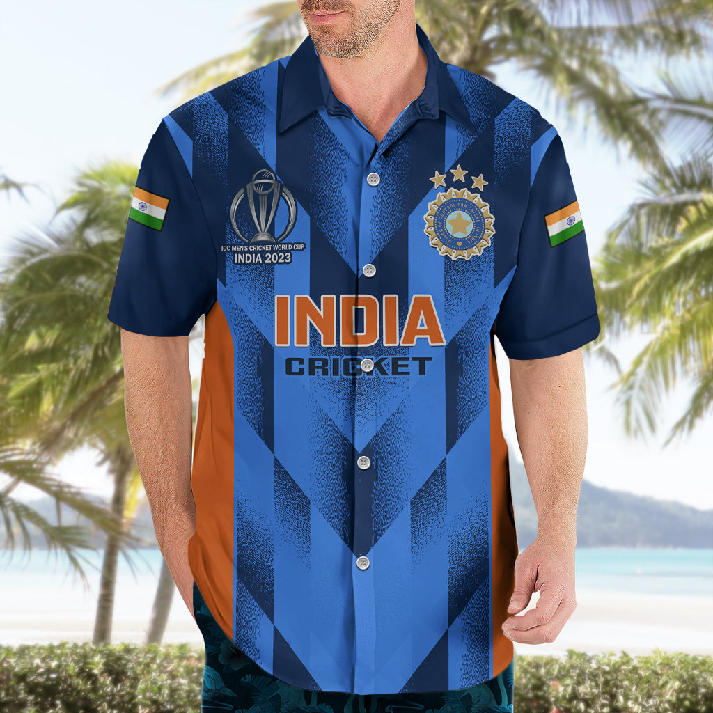 India Cricket Hawaiian Shirt Men In Blue 2023 Go Champions World Cup - Vibe Hoodie Shop