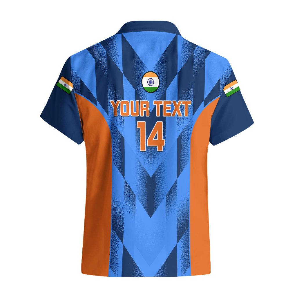 Personalised India Cricket Hawaiian Shirt Men In Blue 2023 Go Champions World Cup - Vibe Hoodie Shop