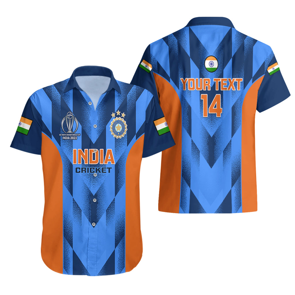Personalised India Cricket Hawaiian Shirt Men In Blue 2023 Go Champions World Cup - Vibe Hoodie Shop