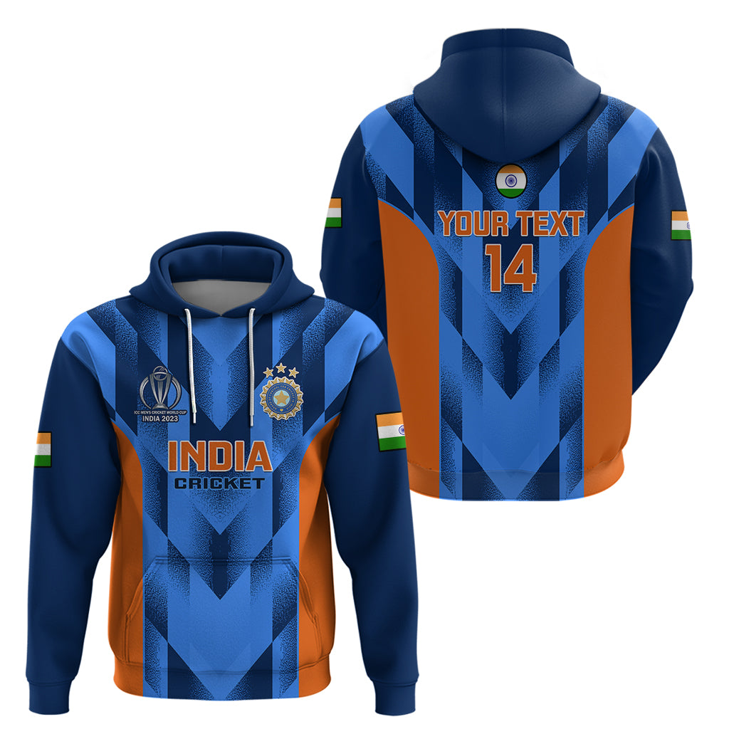 Personalised India Cricket Hoodie Men In Blue 2023 Go Champions World Cup - Vibe Hoodie Shop
