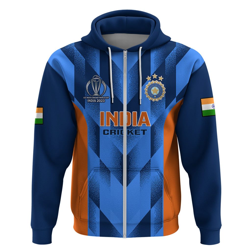 Personalised India Cricket Hoodie Men In Blue 2023 Go Champions World Cup - Vibe Hoodie Shop