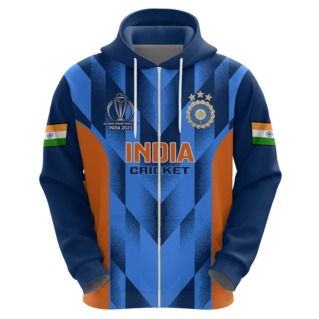 Personalised India Cricket Hoodie Men In Blue 2023 Go Champions World Cup - Vibe Hoodie Shop