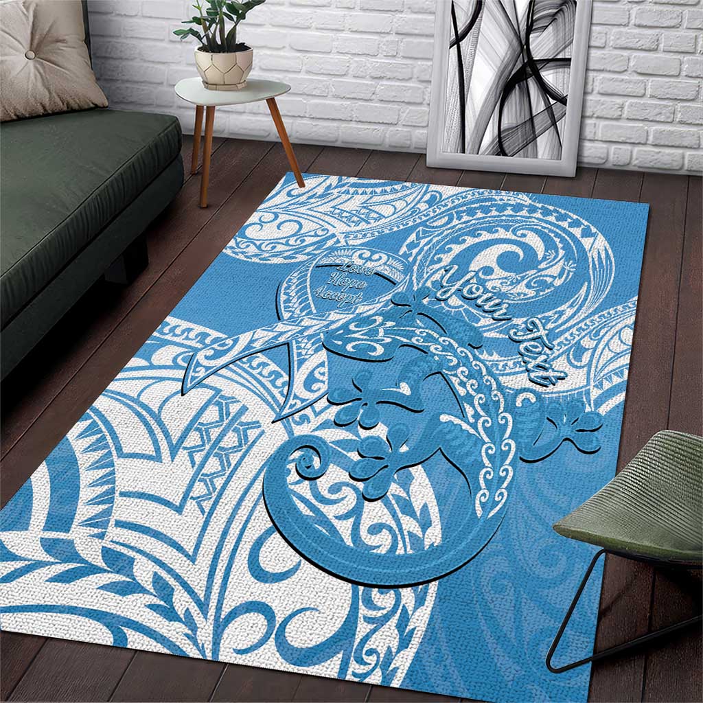 Personalised New Zealand Autism Awareness Area Rug NZ Fern With Maori Koru Lizard - Vibe Hoodie Shop