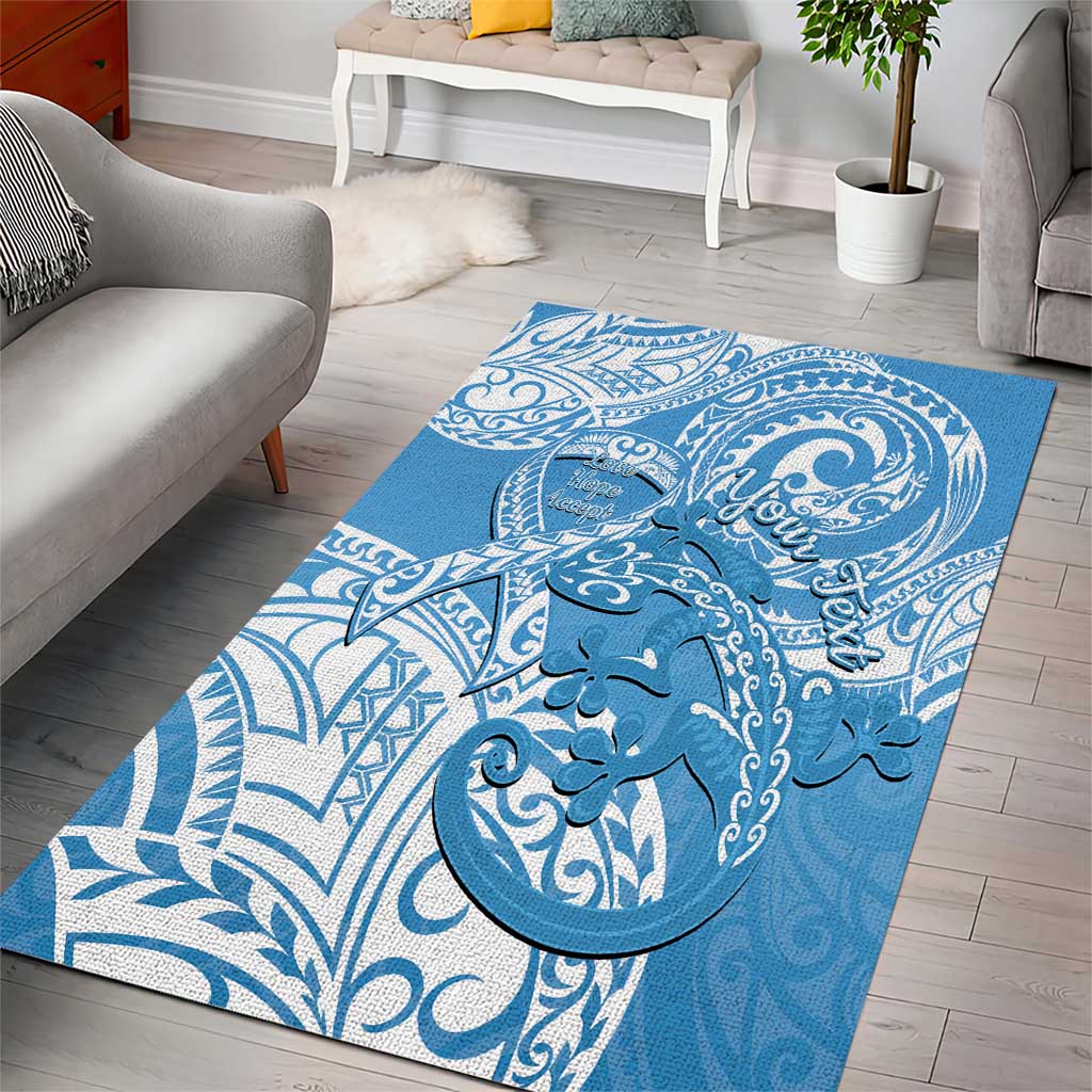 Personalised New Zealand Autism Awareness Area Rug NZ Fern With Maori Koru Lizard - Vibe Hoodie Shop