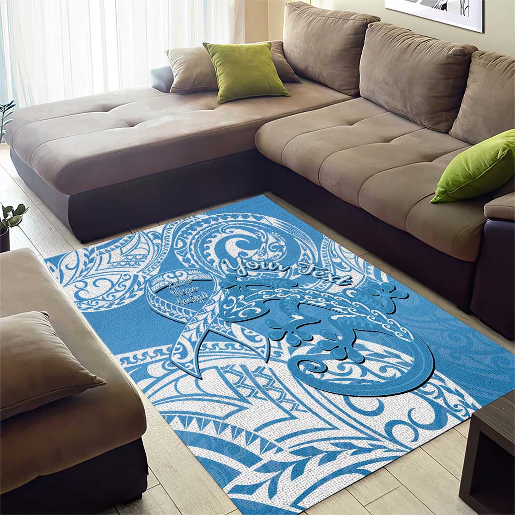 Personalised New Zealand Autism Awareness Area Rug NZ Fern With Maori Koru Lizard - Vibe Hoodie Shop