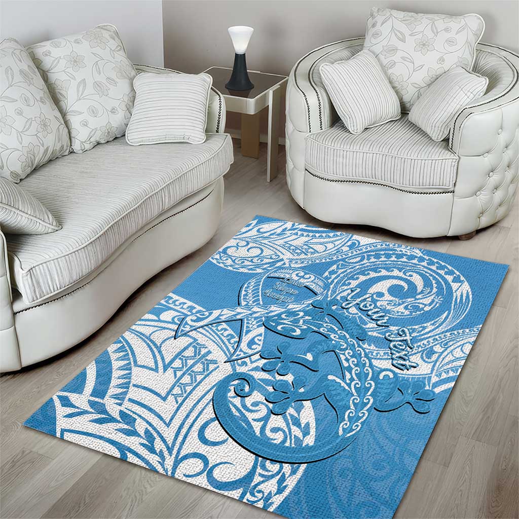 Personalised New Zealand Autism Awareness Area Rug NZ Fern With Maori Koru Lizard - Vibe Hoodie Shop