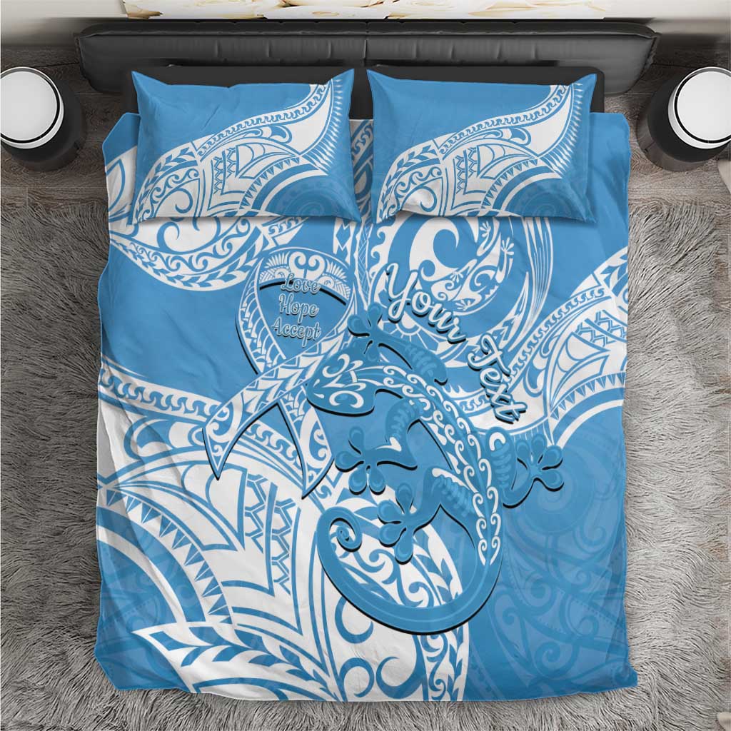 Personalised New Zealand Autism Awareness Bedding Set NZ Fern With Maori Koru Lizard - Vibe Hoodie Shop