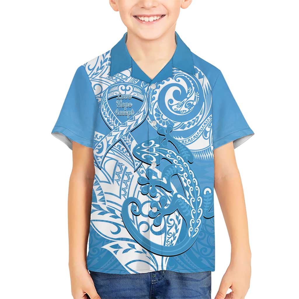 Personalised New Zealand Autism Awareness Hawaiian Shirt NZ Fern With Maori Koru Lizard - Vibe Hoodie Shop