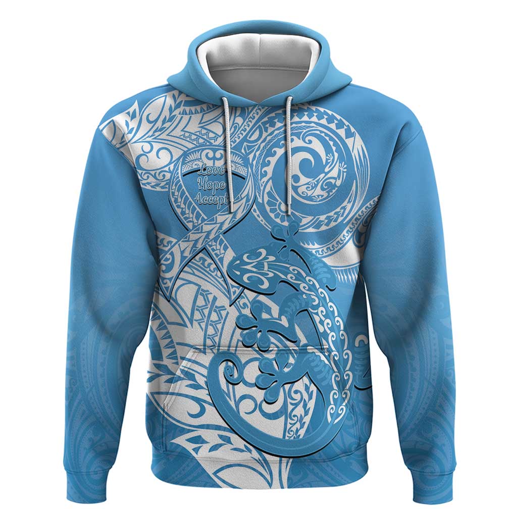 Personalised New Zealand Autism Awareness Hoodie NZ Fern With Maori Koru Lizard - Vibe Hoodie Shop