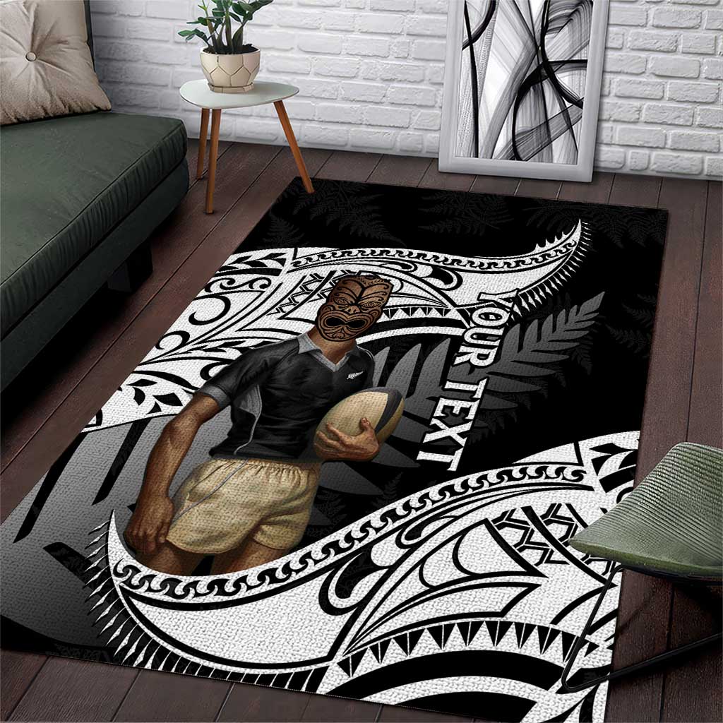 Custom New Zealand Silver Fern Rugby Area Rug 2024 Aotearoa Maori Mascot Go All Black - Vibe Hoodie Shop