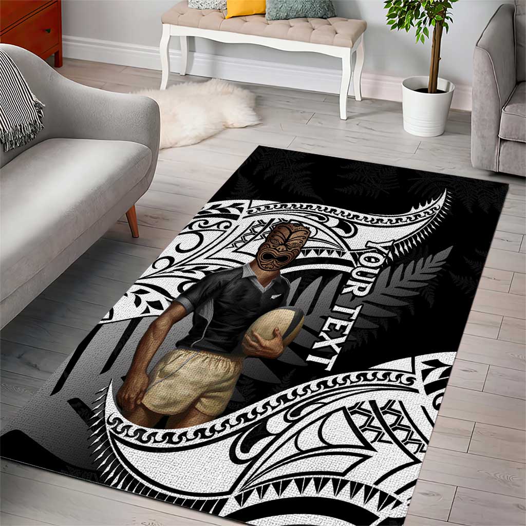 Custom New Zealand Silver Fern Rugby Area Rug 2024 Aotearoa Maori Mascot Go All Black - Vibe Hoodie Shop