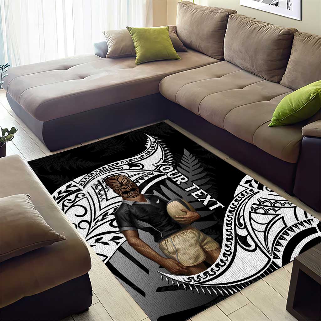 Custom New Zealand Silver Fern Rugby Area Rug 2024 Aotearoa Maori Mascot Go All Black - Vibe Hoodie Shop