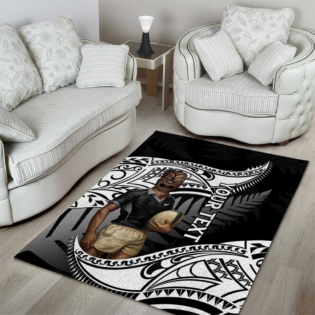 Custom New Zealand Silver Fern Rugby Area Rug 2024 Aotearoa Maori Mascot Go All Black - Vibe Hoodie Shop