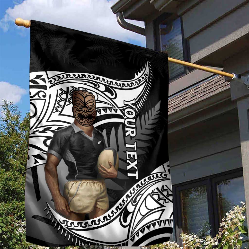 Custom New Zealand Silver Fern Rugby Garden Flag 2024 Aotearoa Maori Mascot Go All Black - Vibe Hoodie Shop