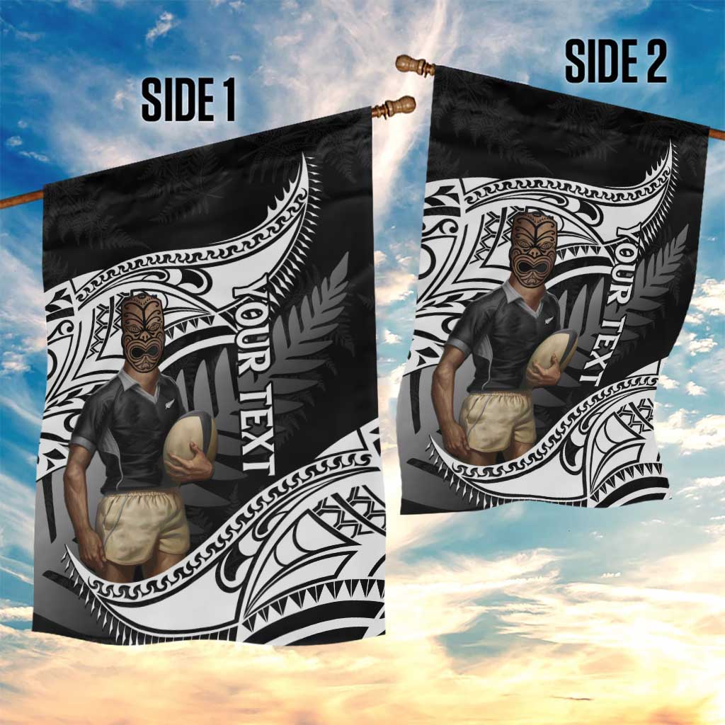 Custom New Zealand Silver Fern Rugby Garden Flag 2024 Aotearoa Maori Mascot Go All Black - Vibe Hoodie Shop