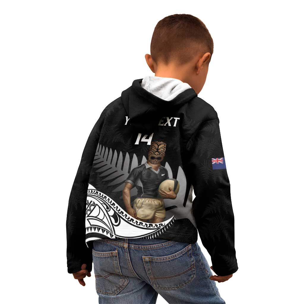 Custom New Zealand Silver Fern Rugby Kid Hoodie 2024 Aotearoa Maori Mascot Go All Black - Vibe Hoodie Shop