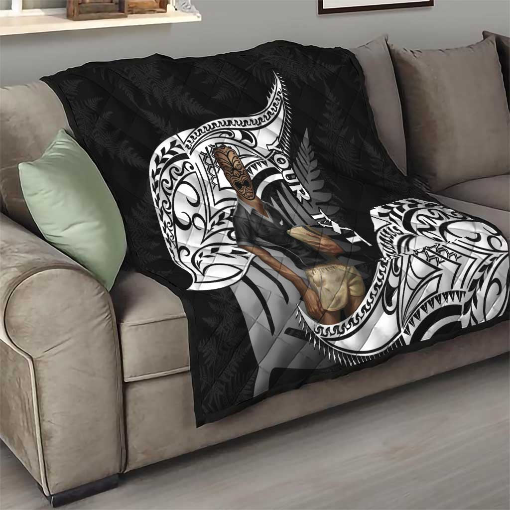 Custom New Zealand Silver Fern Rugby Quilt 2024 Aotearoa Maori Mascot Go All Black - Vibe Hoodie Shop