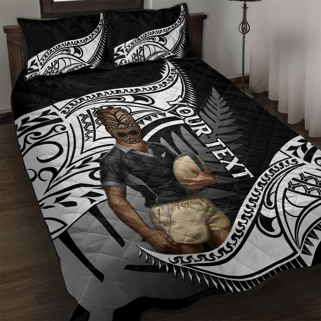 Custom New Zealand Silver Fern Rugby Quilt Bed Set 2024 Aotearoa Maori Mascot Go All Black - Vibe Hoodie Shop