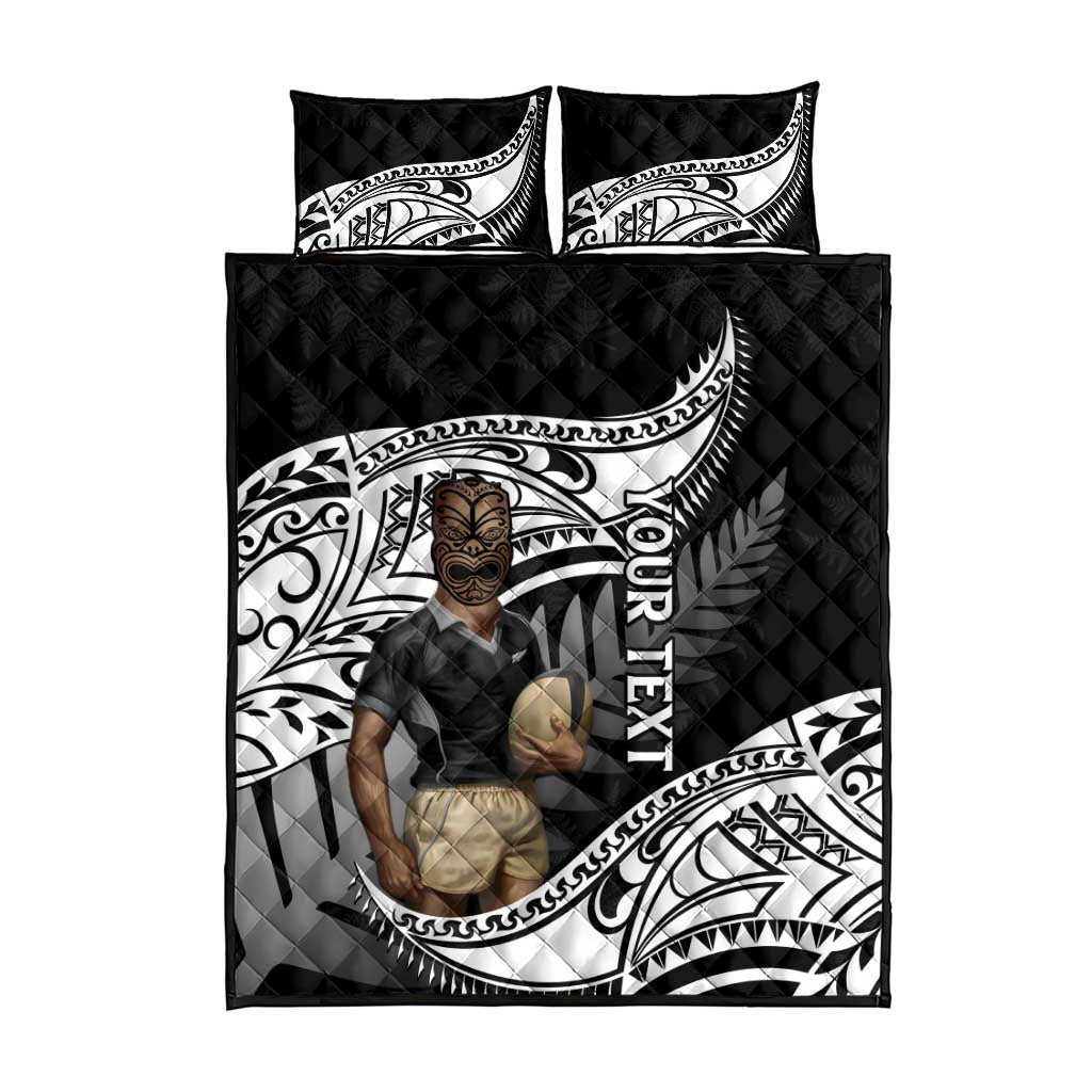 Custom New Zealand Silver Fern Rugby Quilt Bed Set 2024 Aotearoa Maori Mascot Go All Black - Vibe Hoodie Shop