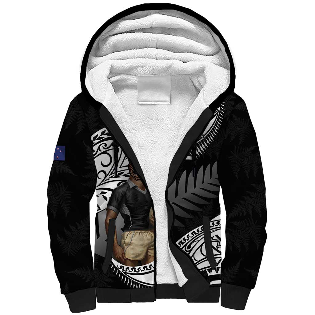 Custom New Zealand Silver Fern Rugby Sherpa Hoodie 2024 Aotearoa Maori Mascot Go All Black - Vibe Hoodie Shop