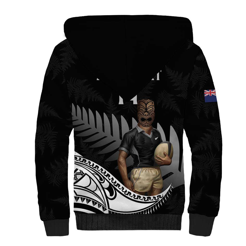 Custom New Zealand Silver Fern Rugby Sherpa Hoodie 2024 Aotearoa Maori Mascot Go All Black - Vibe Hoodie Shop